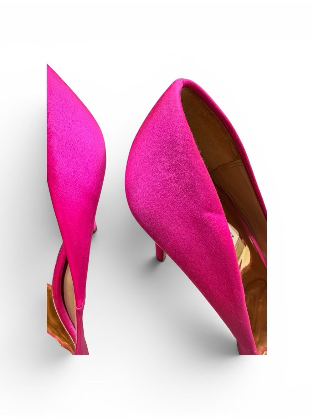 Badgley Mischka Fuchsia Satin Pointed-Toe Crystal Buckle Pumps - Picture 8 of 9
